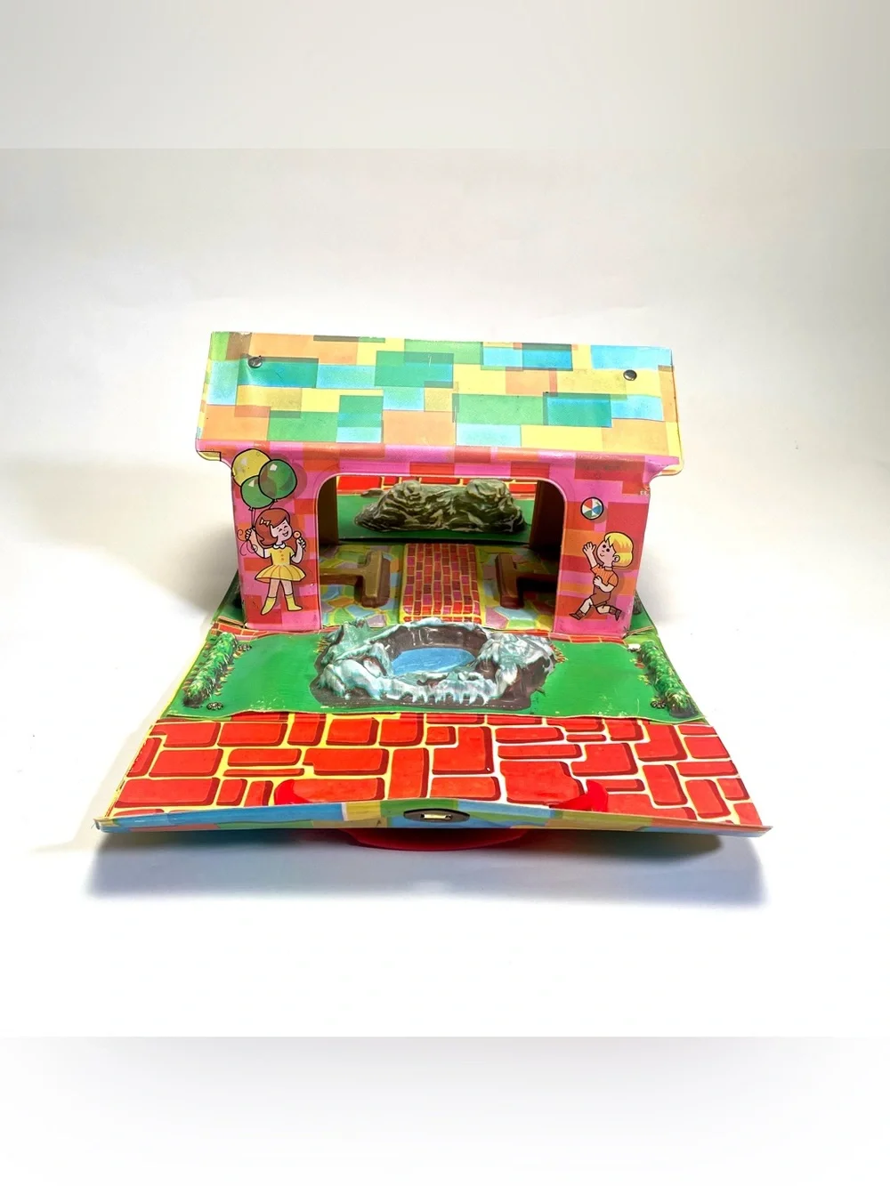 Vintage Kiddie Zoo Ideal Toy Corp Fold Out Playset Carry Case Little Kiddles